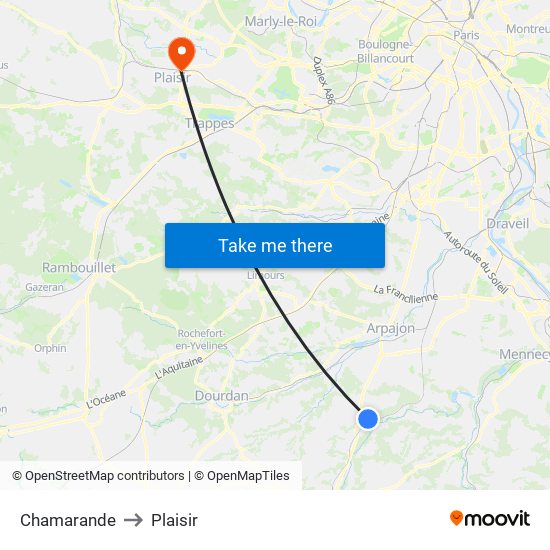 Chamarande to Plaisir map