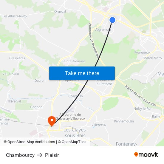 Chambourcy to Plaisir map