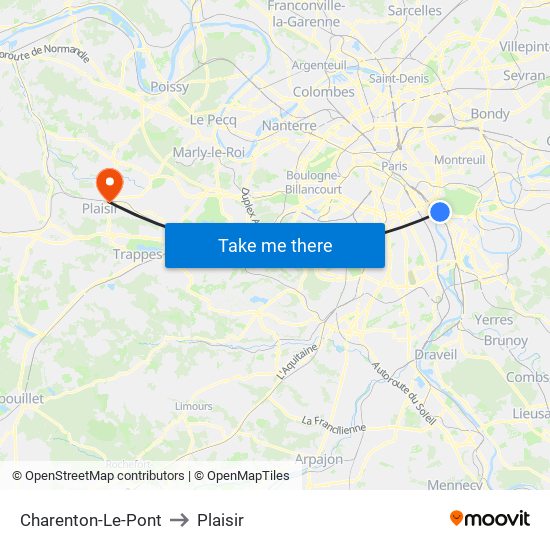 Charenton-Le-Pont to Plaisir map