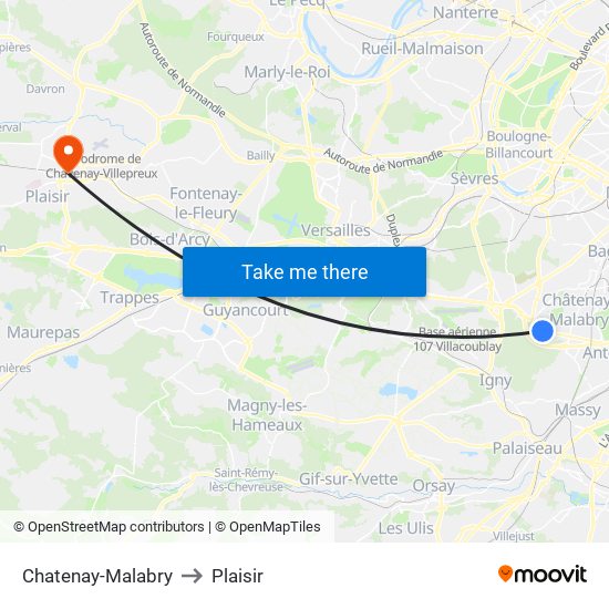 Chatenay-Malabry to Plaisir map