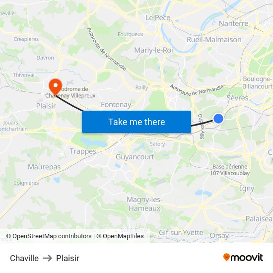 Chaville to Plaisir map