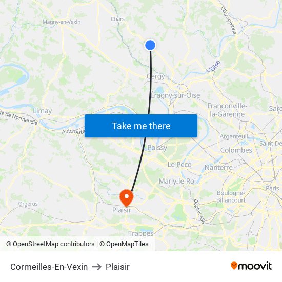 Cormeilles-En-Vexin to Plaisir map