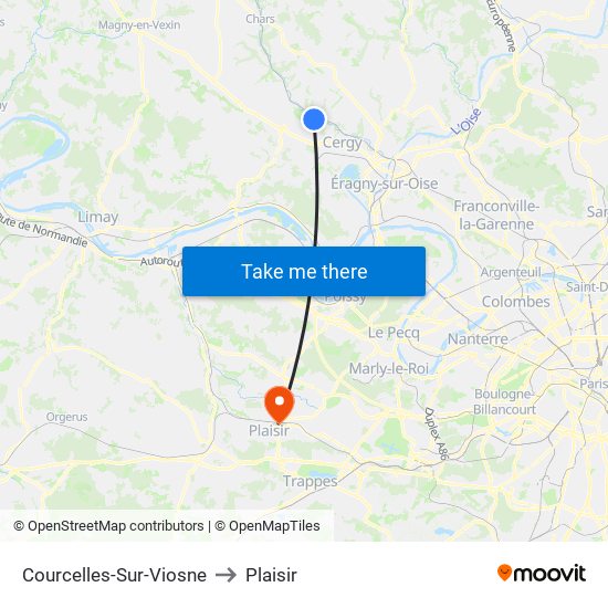 Courcelles-Sur-Viosne to Plaisir map