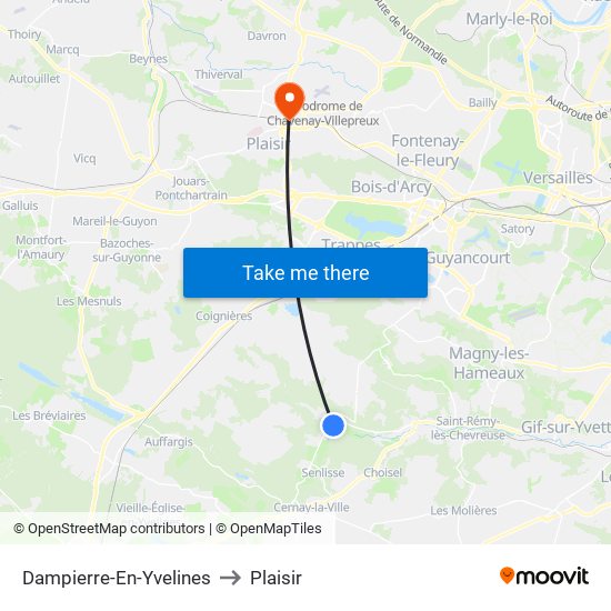 Dampierre-En-Yvelines to Plaisir map