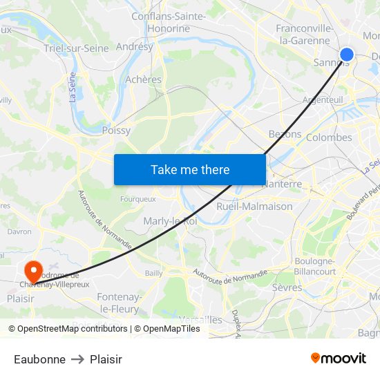 Eaubonne to Plaisir map