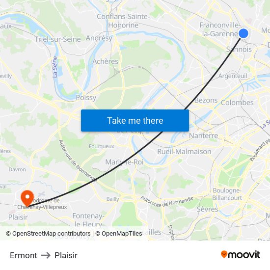 Ermont to Plaisir map