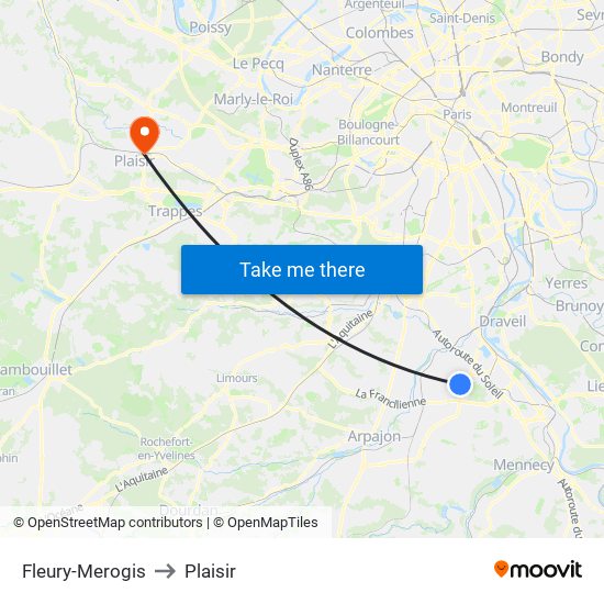 Fleury-Merogis to Plaisir map