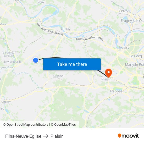 Flins-Neuve-Eglise to Plaisir map