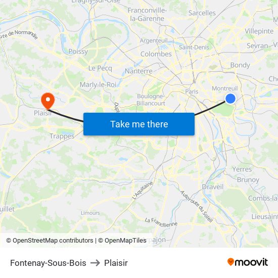 Fontenay-Sous-Bois to Plaisir map