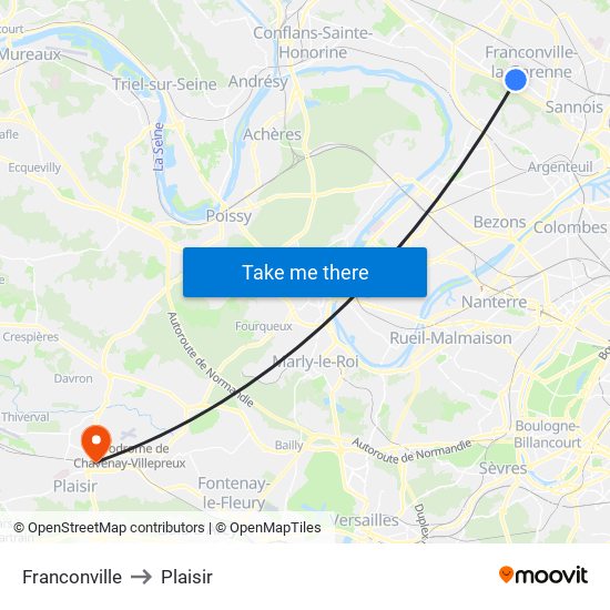 Franconville to Plaisir map