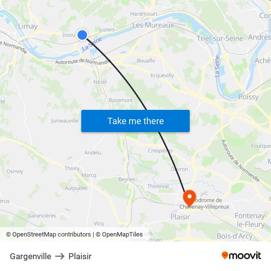 Gargenville to Plaisir map
