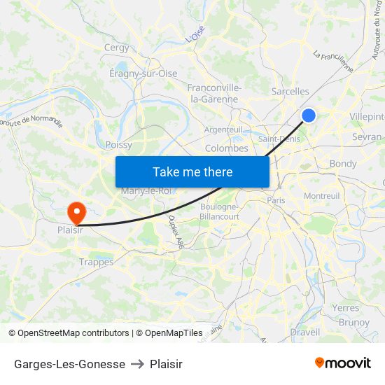 Garges-Les-Gonesse to Plaisir map