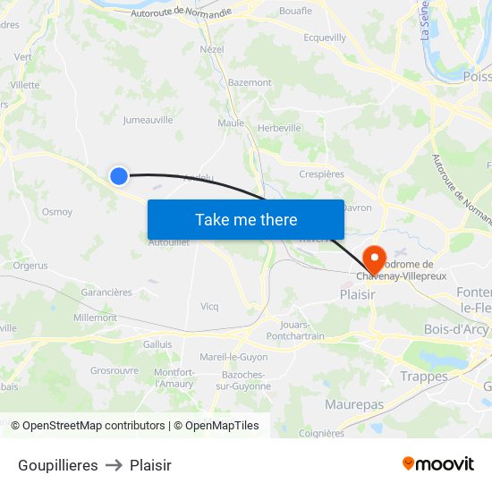 Goupillieres to Plaisir map