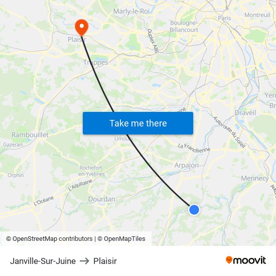 Janville-Sur-Juine to Plaisir map
