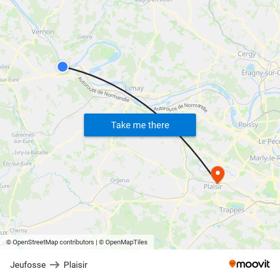 Jeufosse to Plaisir map