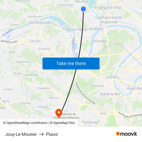 Jouy-Le-Moutier to Plaisir map