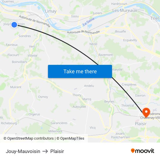 Jouy-Mauvoisin to Plaisir map