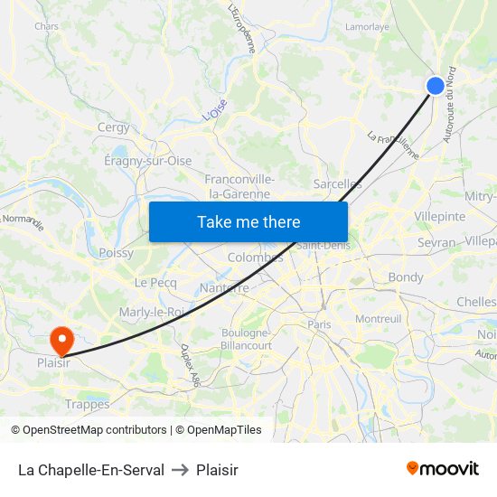 La Chapelle-En-Serval to Plaisir map
