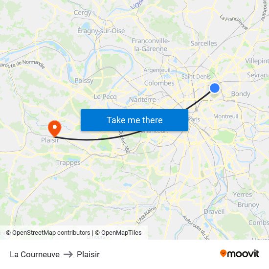La Courneuve to Plaisir map
