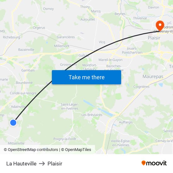 La Hauteville to Plaisir map