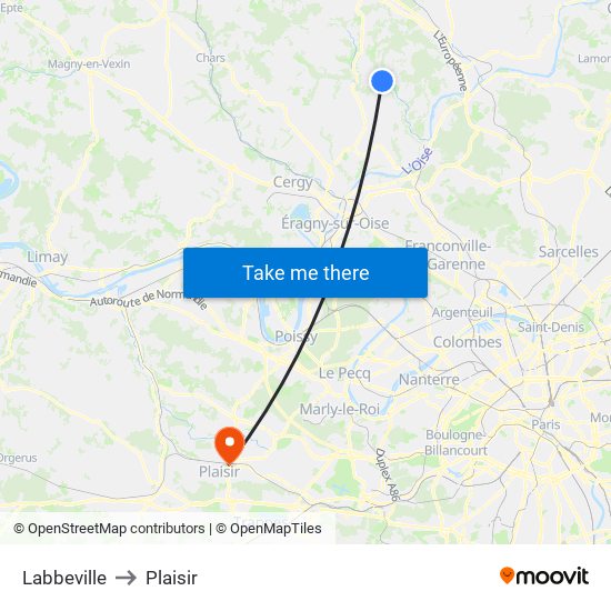 Labbeville to Plaisir map