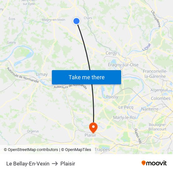 Le Bellay-En-Vexin to Plaisir map