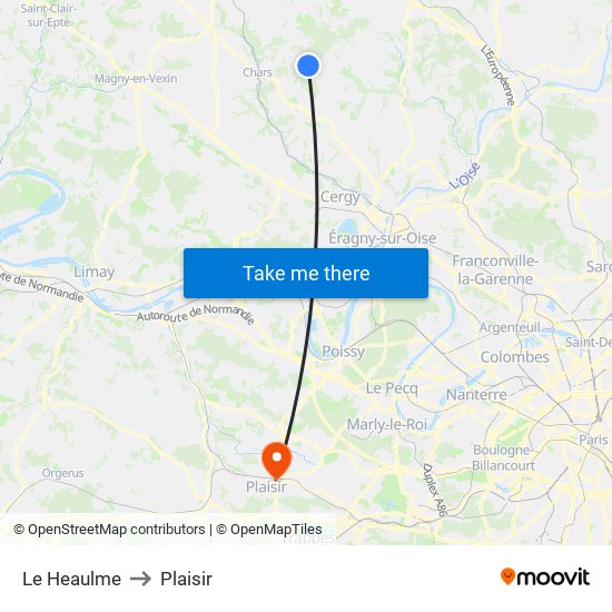 Le Heaulme to Plaisir map