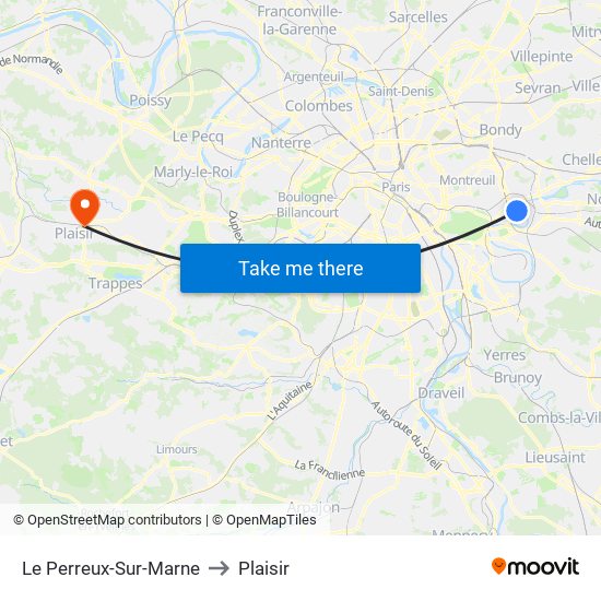 Le Perreux-Sur-Marne to Plaisir map