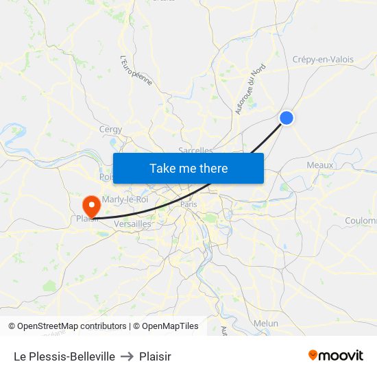 Le Plessis-Belleville to Plaisir map