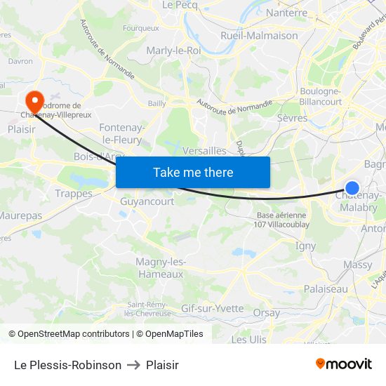 Le Plessis-Robinson to Plaisir map