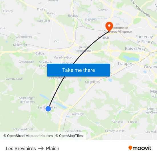 Les Breviaires to Plaisir map
