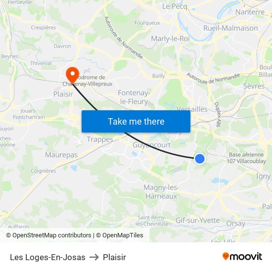Les Loges-En-Josas to Plaisir map