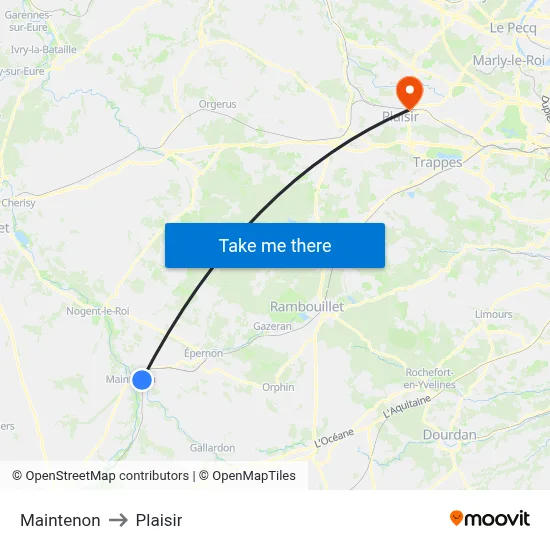 Maintenon to Plaisir map
