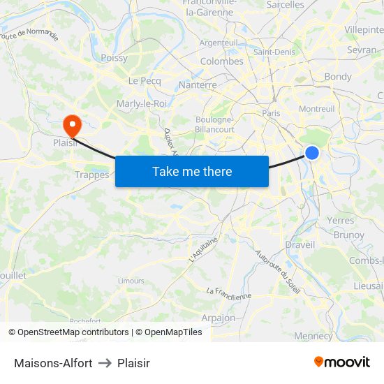 Maisons-Alfort to Plaisir map