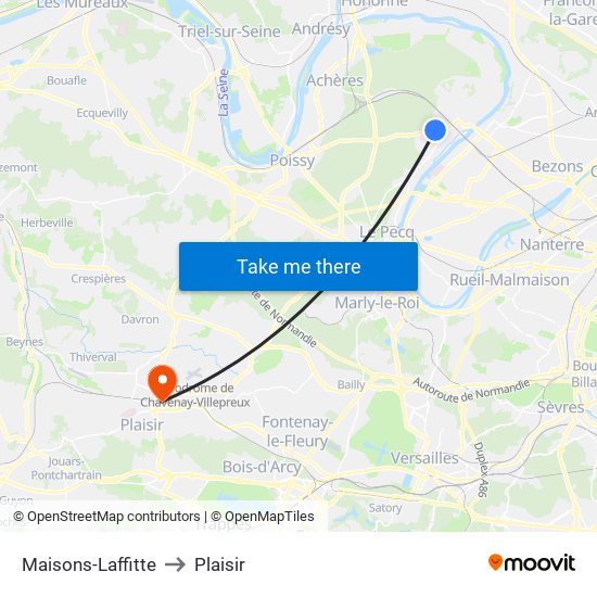 Maisons-Laffitte to Plaisir map