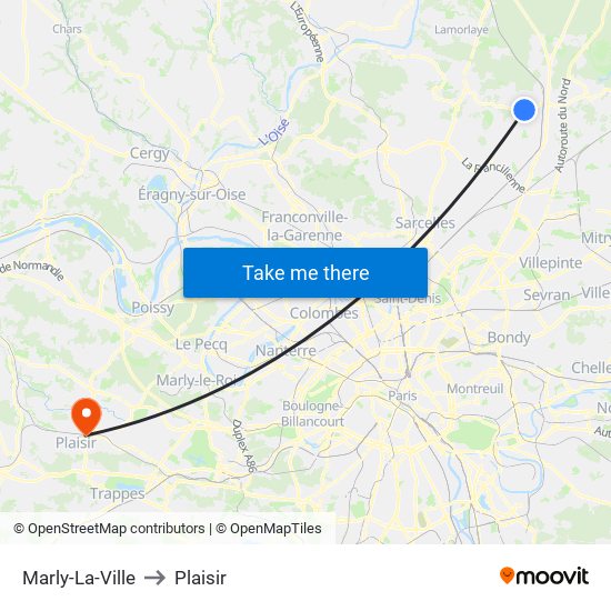 Marly-La-Ville to Plaisir map