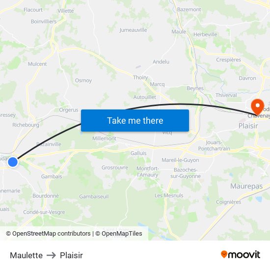 Maulette to Plaisir map