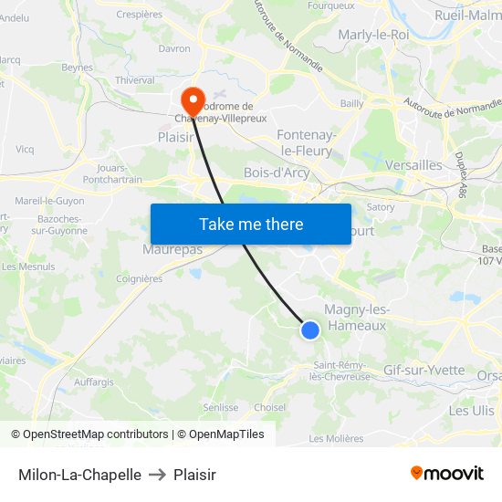 Milon-La-Chapelle to Plaisir map