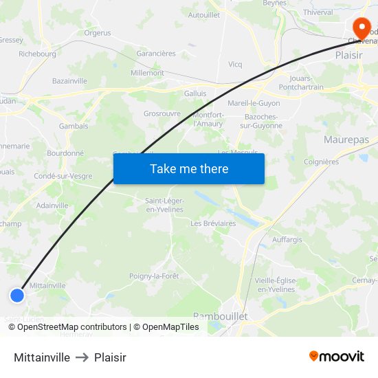Mittainville to Plaisir map