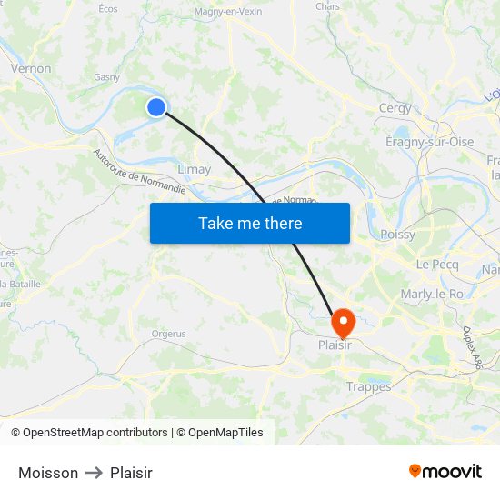 Moisson to Plaisir map