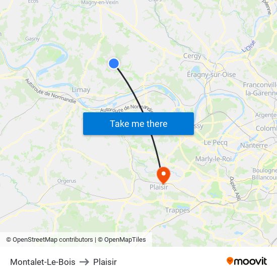Montalet-Le-Bois to Plaisir map