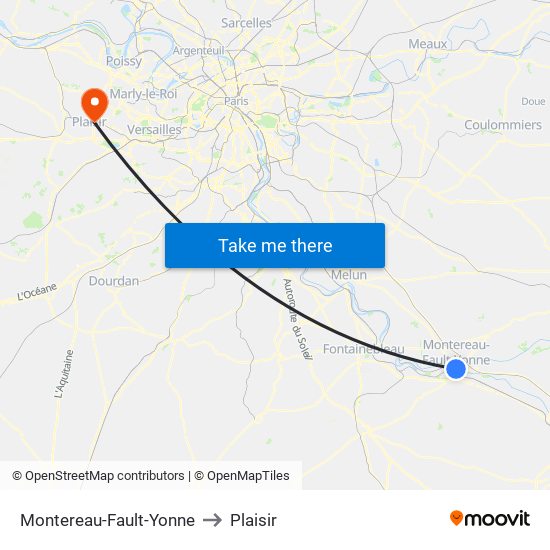 Montereau-Fault-Yonne to Plaisir map