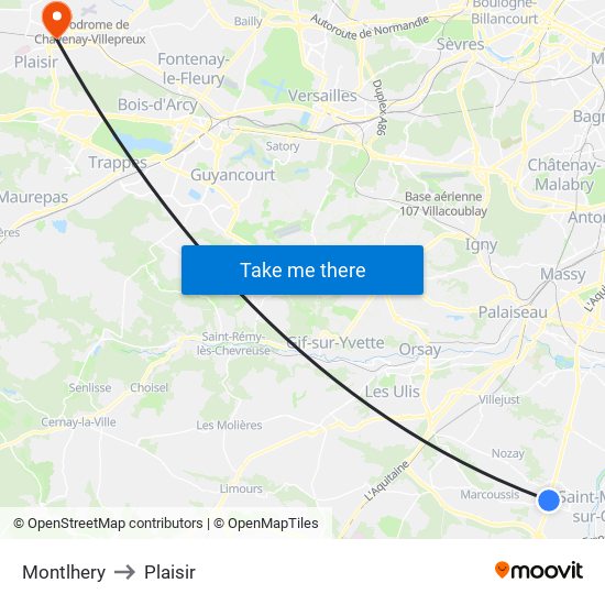 Montlhery to Plaisir map