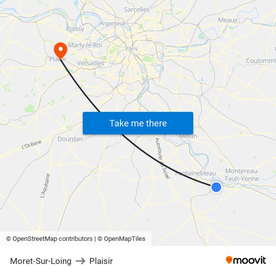 Moret-Sur-Loing to Plaisir map