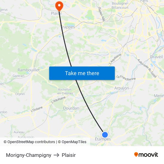 Morigny-Champigny to Plaisir map