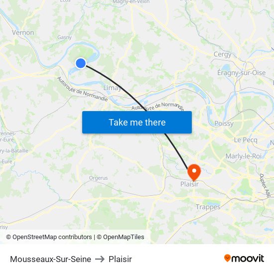 Mousseaux-Sur-Seine to Plaisir map