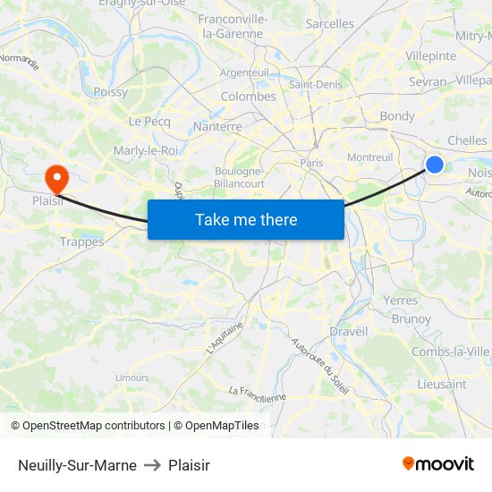 Neuilly-Sur-Marne to Plaisir map