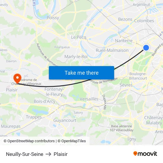 Neuilly-Sur-Seine to Plaisir map
