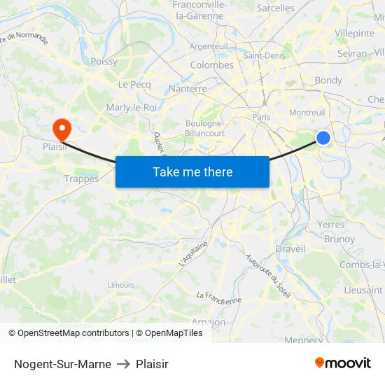 Nogent-Sur-Marne to Plaisir map