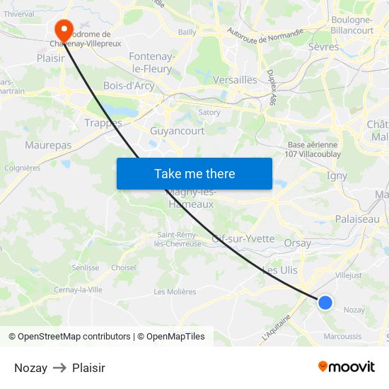 Nozay to Plaisir map